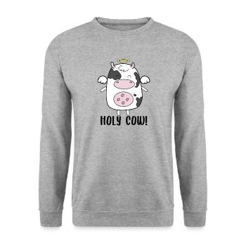 Cute Cow like an Angel - Holy Cow Pun - Unisex Sweatshirt - salt & pepper - Front - Alina (178cm) & Michal (187cm)