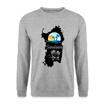 Sardinien Insel Italien Sardinia Island Italy - Unisex Pullover - Weißgrau meliert - Vorne - Alina (178cm) & Michal (187cm)