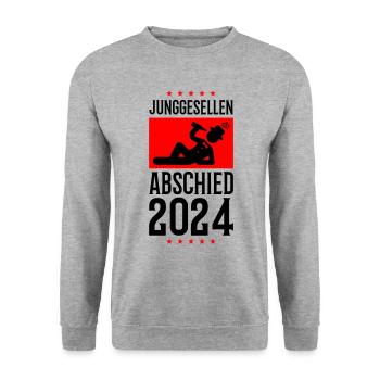 Junggesellenabschied 2024 - Unisex Pullover - Weißgrau meliert - Vorne - Alina (178cm) & Michal (187cm)