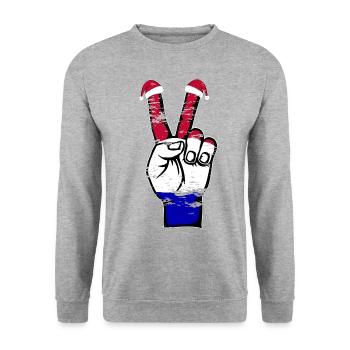 Holland Flag Christmas Peace Symbol Used - Unisex Sweatshirt - salt & pepper - Front - Alina (178cm) & Michal (187cm)