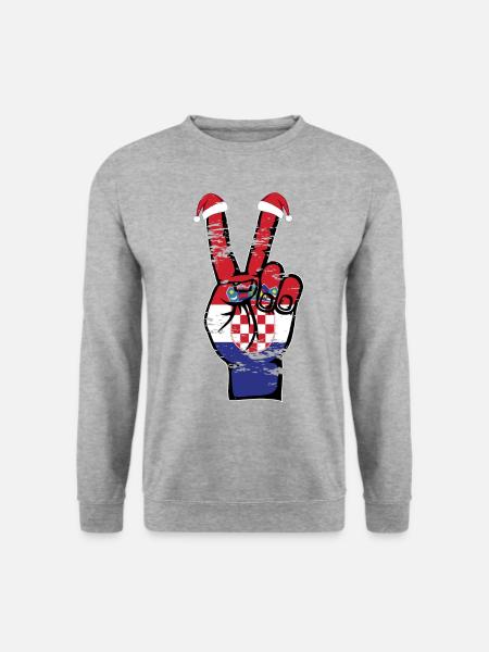 Kroatien Flagge Weihnachten Peace Symbol used - Unisex Pullover - Weißgrau meliert