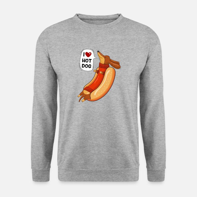 Hot Dog und Humor - Unisex Pullover - Weißgrau meliert