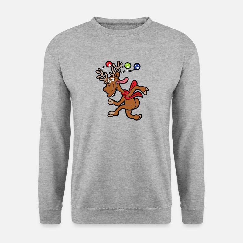 Weihnachten Rentier - Unisex Pullover - Weißgrau meliert