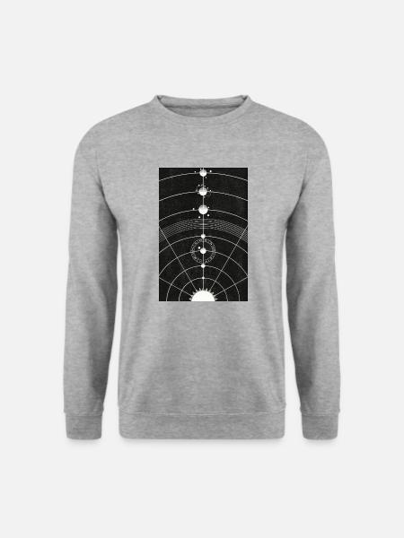 Sonnensystem Zeichnung Vintage - Unisex Pullover - Weißgrau meliert