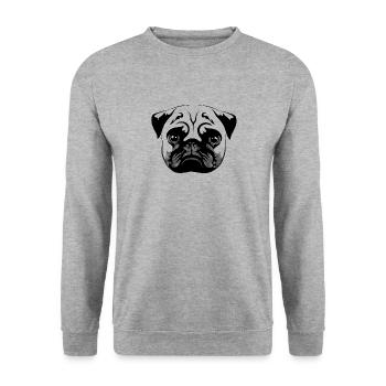 Pug - Unisex Sweatshirt - salt & pepper - Front - Alina (178cm) & Michal (187cm)