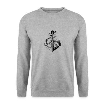 Mein Anker - Unisex Pullover - Weißgrau meliert - Vorne - Alina (178cm) & Michal (187cm)