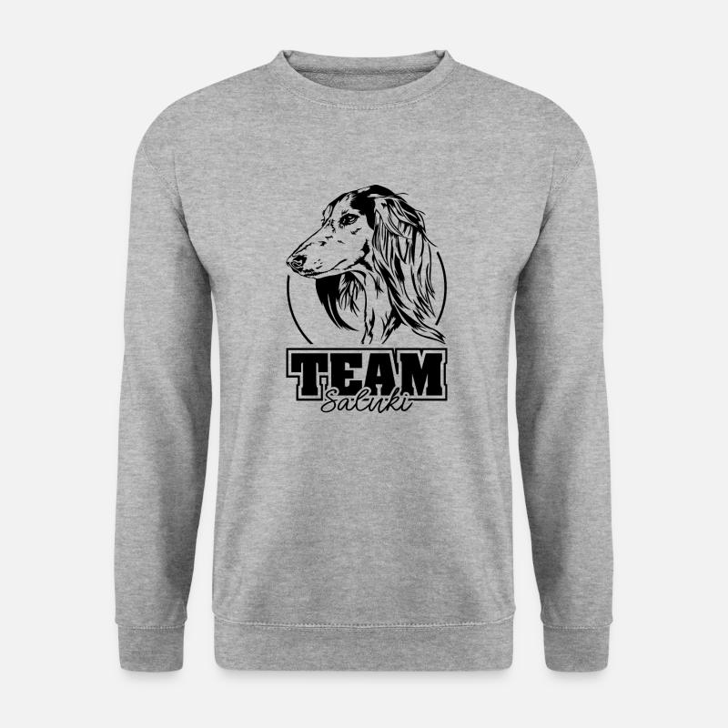 TEAM SALUKI Hunde Hundesport Windhund Wilsigns - Unisex Pullover - Weißgrau meliert
