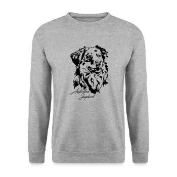 Australian Shepherd Aussie Portrait Dogs Wilsigns - Unisex Sweatshirt - salt & pepper - Front - Alina (178cm) & Michal (187cm)