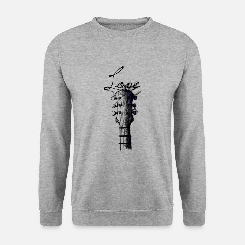Gitarre - Unisex Pullover - Weißgrau meliert