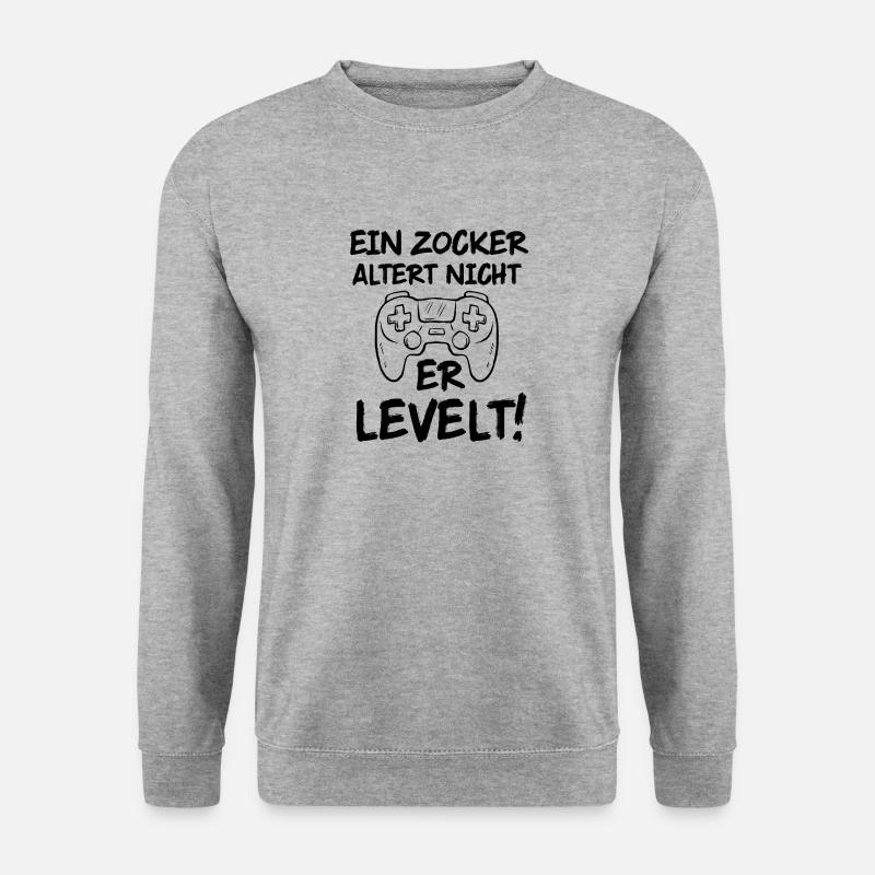 Ein Zocker altert nicht, er levelt! - Unisex Pullover - Weißgrau meliert