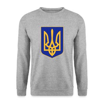 Ukraine - Unisex Pullover - Weißgrau meliert - Vorne - Alina (178cm) & Michal (187cm)