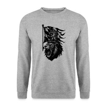 Bayern Löwe - Unisex Pullover - Weißgrau meliert - Vorne - Alina (178cm) & Michal (187cm)
