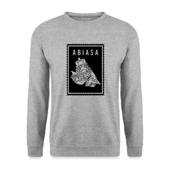 Abiasa -Wayang - Unisex Pullover - Weißgrau meliert - Vorne - Alina (178cm) & Michal (187cm)