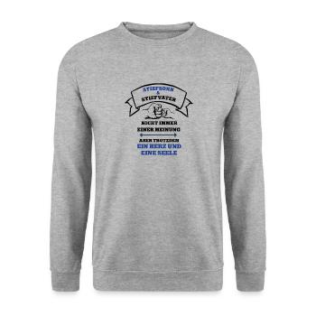 Stiefsohn und Stiefvater Team Papa Vater Sohn - Unisex Pullover - Weißgrau meliert - Vorne - Alina (178cm) & Michal (187cm)