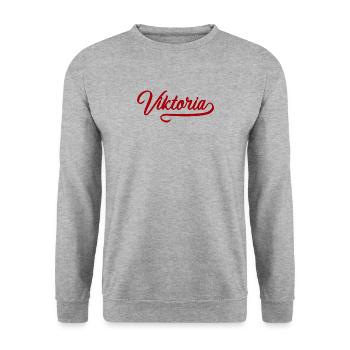 Vintage Viktoria - Unisex Pullover - Weißgrau meliert - Vorne - Alina (178cm) & Michal (187cm)