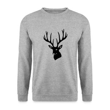 stag deer moose elk antler antlers horn horns - Unisex Sweatshirt - salt & pepper - Front - Alina (178cm) & Michal (187cm)