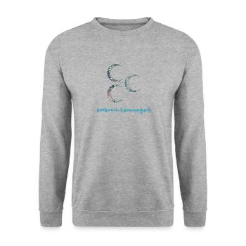 halbmonde e 733 - Unisex Pullover - Weißgrau meliert - Vorne - Alina (178cm) & Michal (187cm)