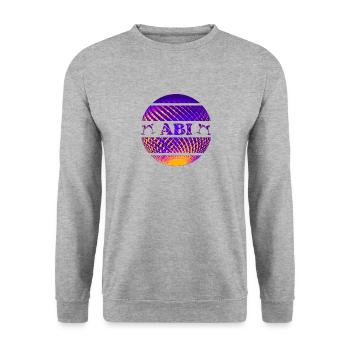 Abi Party bunt - Unisex Pullover - Weißgrau meliert - Vorne - Alina (178cm) & Michal (187cm)