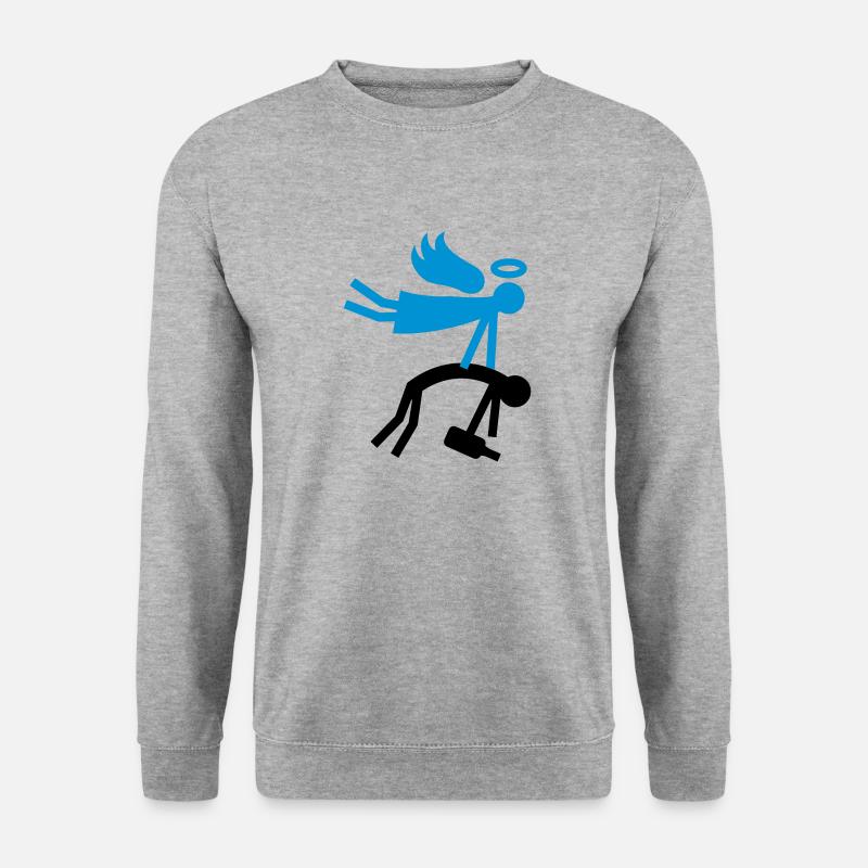 Schutzengel - Besoffen - Unisex Pullover - Weißgrau meliert