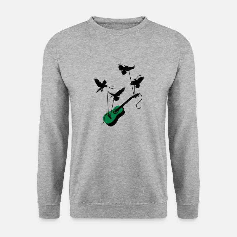 Vögel mit Gitarre - Unisex Pullover - Weißgrau meliert