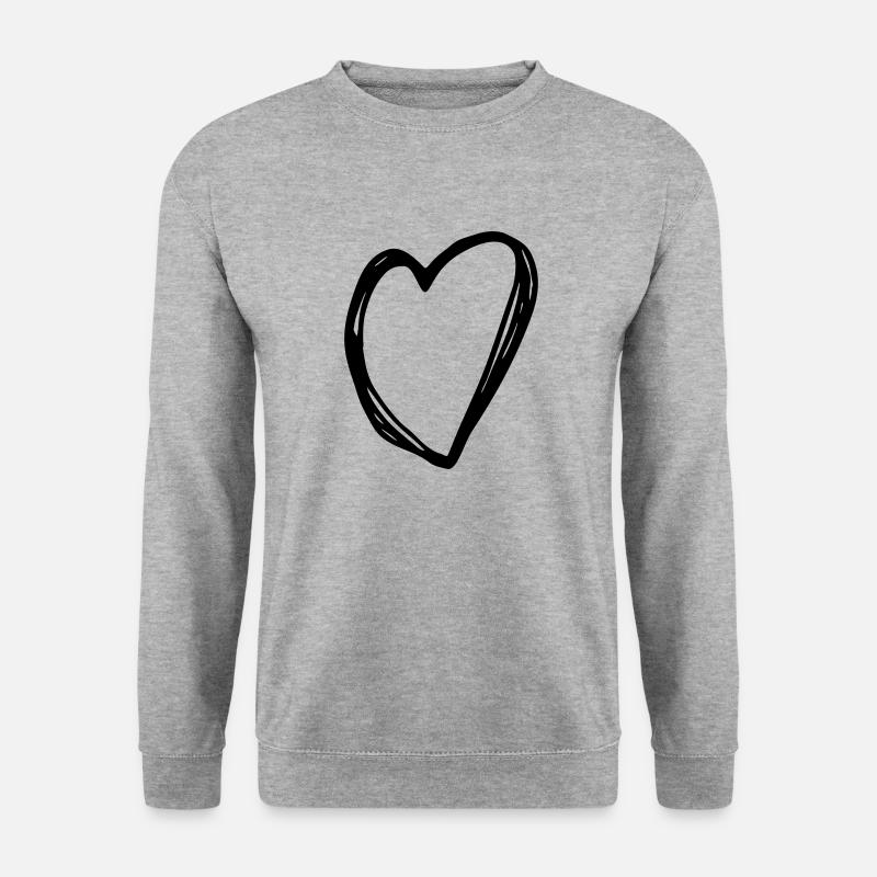 Herz - Heart - Unisex Pullover - Weißgrau meliert