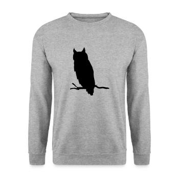 Owl silhouette animal gift branch night - Unisex Sweatshirt - salt & pepper - Front - Alina (178cm) & Michal (187cm)
