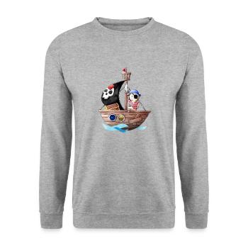 Little pirate with his ship - Unisex Sweatshirt - salt & pepper - Front - Alina (178cm) & Michal (187cm)