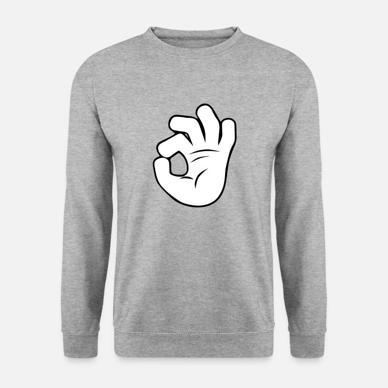 Hand OK | Black/White - Unisex Pullover - Weißgrau meliert