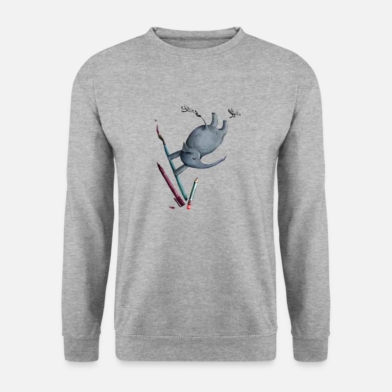 Akrobatik Elefant malen - Unisex Pullover - Weißgrau meliert