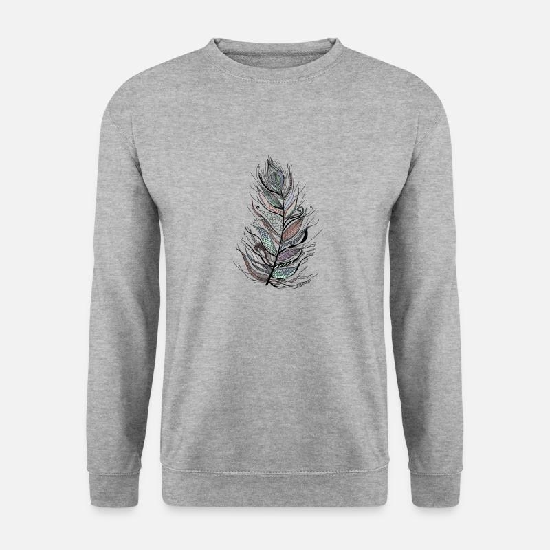 zentangle plume coloré no three - Sweat-shirt Unisexe - gris chiné