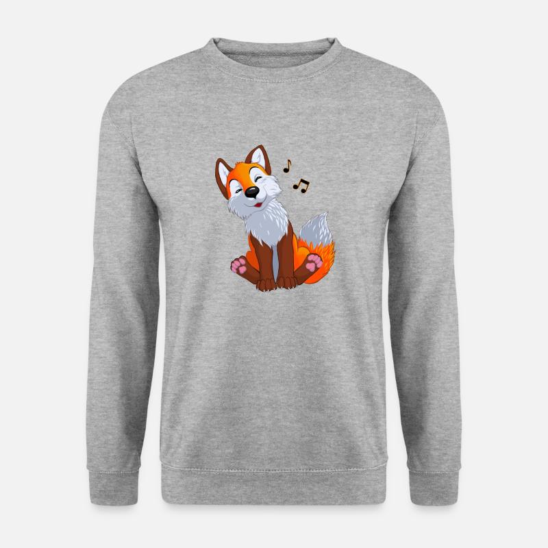 Singender Fuchs - Unisex Pullover - Weißgrau meliert