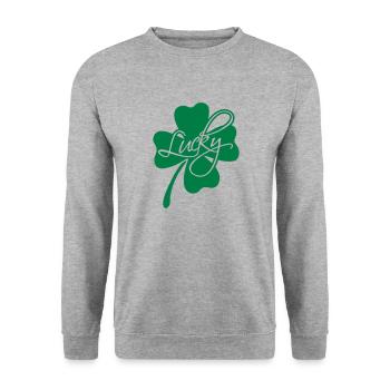 Lucky Shamrock - Sweat-shirt Unisexe - gris chiné - Devant - Alina (178cm) & Michal (187cm)