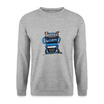 Camion 0700 D bleu - Sweat-shirt Unisexe - gris chiné - Devant - Alina (178cm) & Michal (187cm)