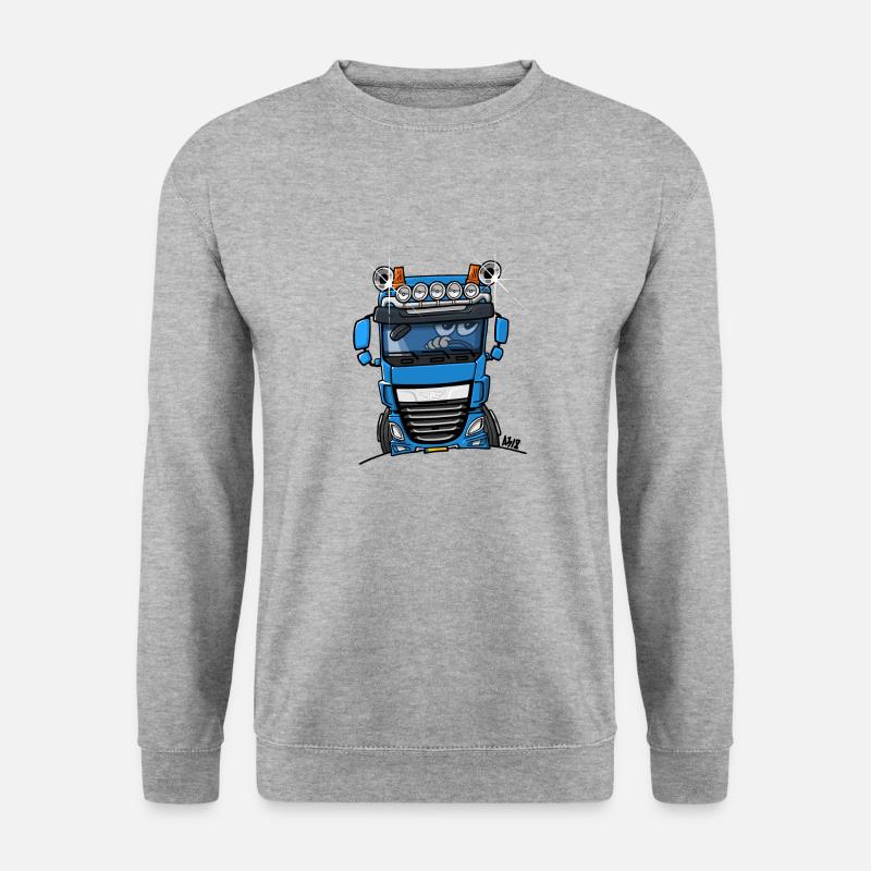 0700 D LKW blau - Unisex Pullover - Weißgrau meliert