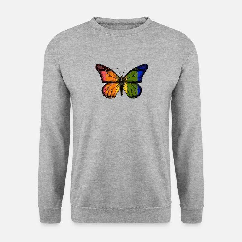 Regenbogen-Schmetterling - Unisex Pullover - Weißgrau meliert