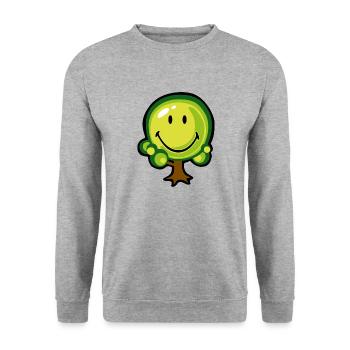 Smiley Oak Tree - Unisex Sweatshirt - salt & pepper - Front - Alina (178cm) & Michal (187cm)