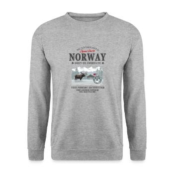 Norway Moose - Unisex Pullover - Weißgrau meliert - Vorne - Alina (178cm) & Michal (187cm)