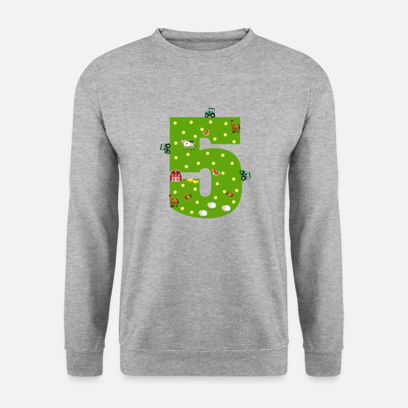 5. Geburtstag Junge Mädchen 5 Jahre Bauer Landwirt - Unisex Pullover - Weißgrau meliert