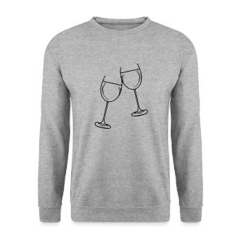 sekt wein glas - Unisex Pullover - Weißgrau meliert - Vorne - Alina (178cm) & Michal (187cm)