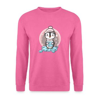 Pinguin Mädchen mit Mütze und Eiswürfel - Unisex Pullover - Pink - Vorne