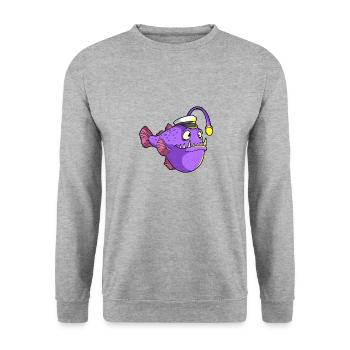 Fish with a flashlight - Unisex Sweatshirt - salt & pepper - Front - Alina (178cm) & Michal (187cm)