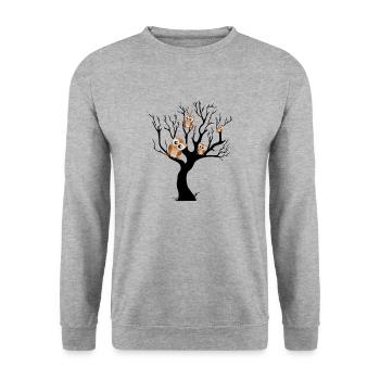 Chouette noctambule sur arbre - Sweat-shirt Unisexe - gris chiné - Devant - Alina (178cm) & Michal (187cm)