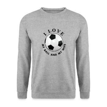Fussball Sprüche Humor - Unisex Pullover - Weißgrau meliert - Vorne - Alina (178cm) & Michal (187cm)