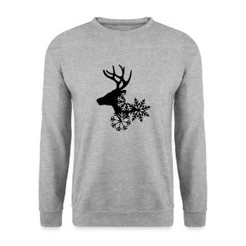 Reindeer with Snowflakes - Unisex Pullover - Weißgrau meliert - Vorne - Alina (178cm) & Michal (187cm)