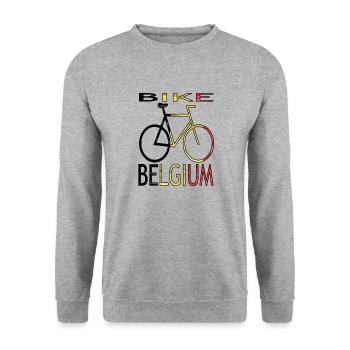 Vélo en Belgique Vélo vélo cadeau - Sweat-shirt Unisexe - gris chiné - Devant - Alina (178cm) & Michal (187cm)