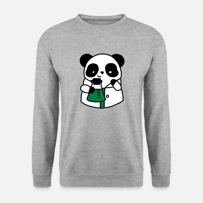 Panda-Chemiewissenschaftler technischer Biologe - Unisex Pullover - Weißgrau meliert