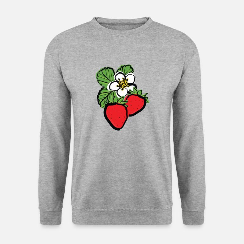 Erdbeeren Früchte - Unisex Pullover - Weißgrau meliert