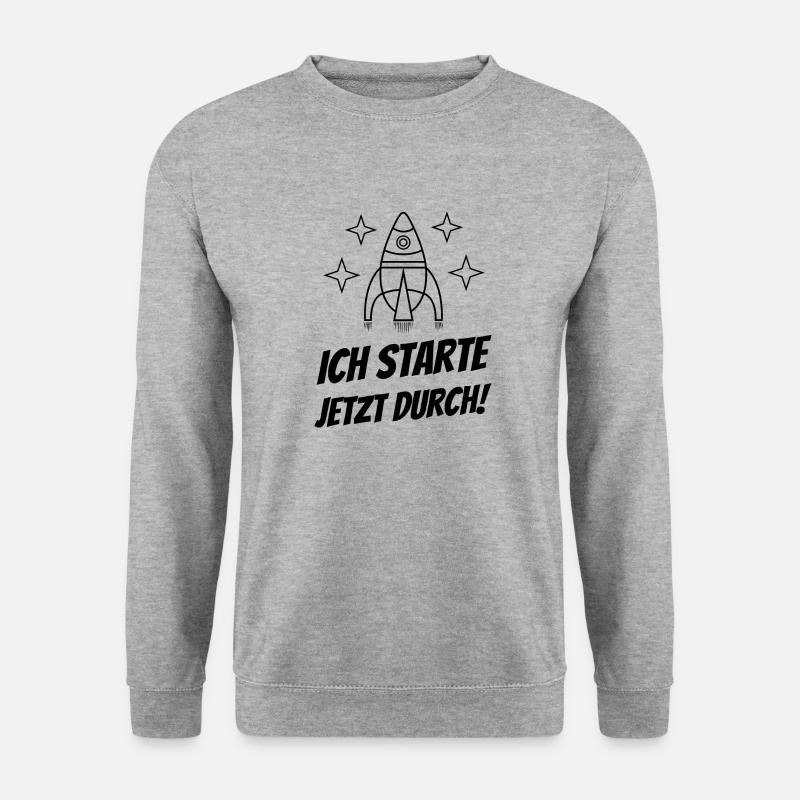 Ich starte jetzt durch - Motivation Spruch - Unisex Pullover - Weißgrau meliert