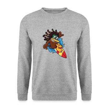 Lustiges Surfen - Unisex Pullover - Weißgrau meliert - Vorne - Alina (178cm) & Michal (187cm)