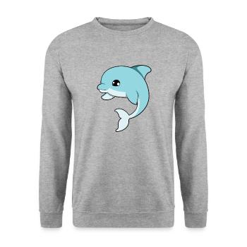 Dolphin - Dolphin - Unisex Sweatshirt - salt & pepper - Front - Alina (178cm) & Michal (187cm)